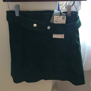 Zara Suede Hunter Green Skirt